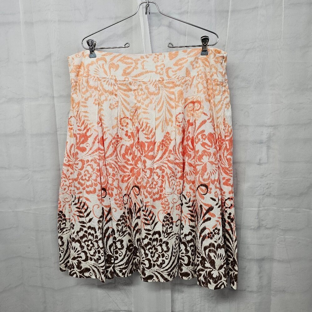 Vintage Coldwater Creek Skirt Festival Peasant Floral Boho Orange Brown PXL